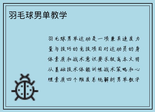 羽毛球男单教学